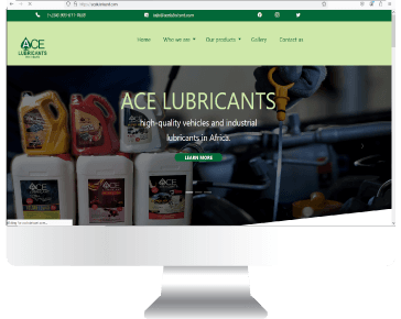 Ace Lubricants project interface mockup representation