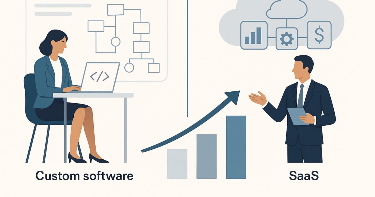 Featured graphic asset representing Custom Software vs SaaS: Which Is Better for Growing Businesses in 2026?
