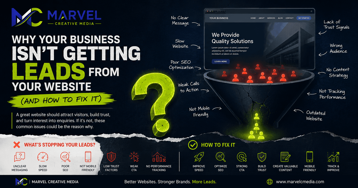 Featured graphic asset representing Why Your Business Isn't Getting Leads From Your Website (And How to Fix It)