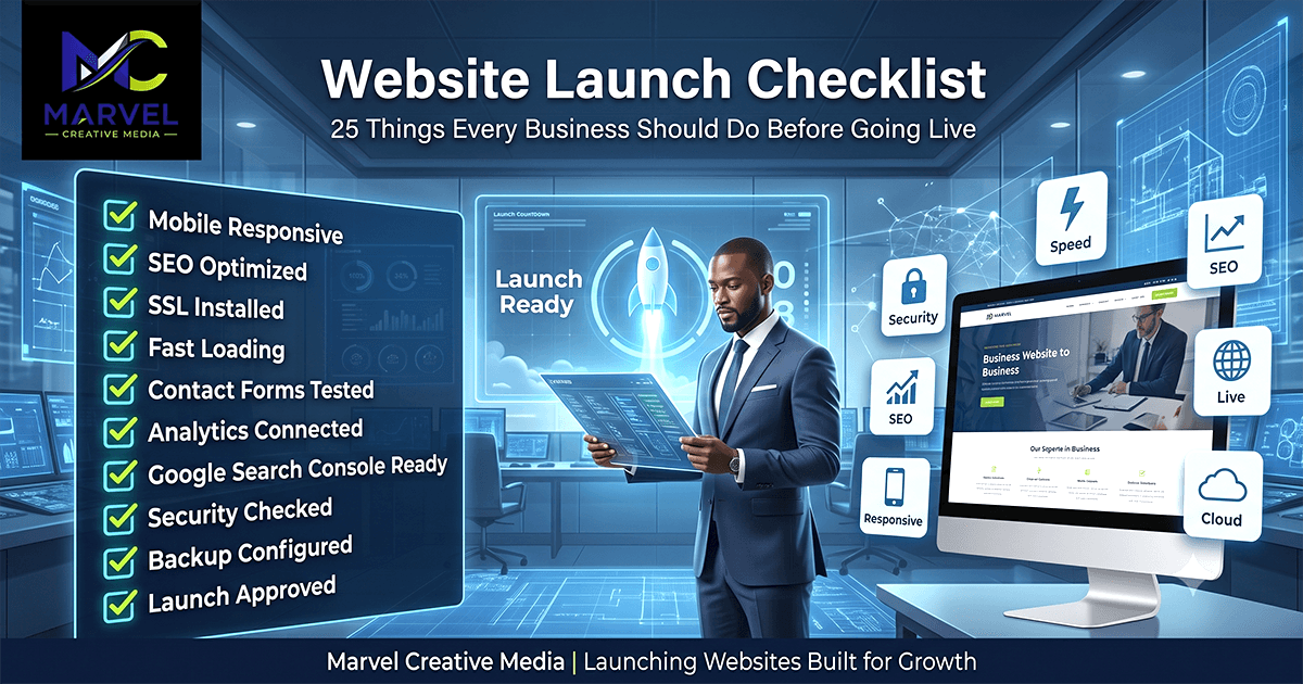 Featured graphic asset representing The Complete Website Launch Checklist: 25 Things Every Business Should Do Before Going Live